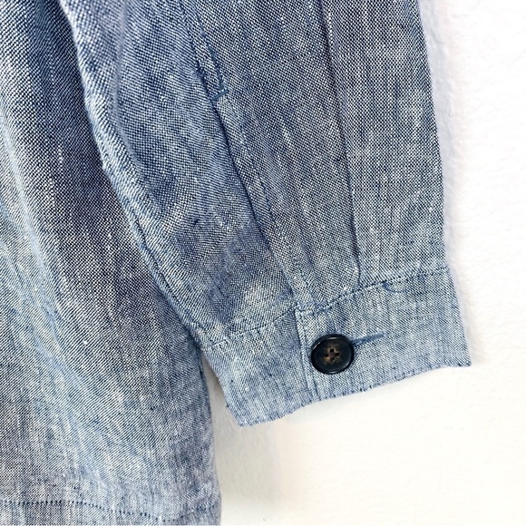 Lands’ End Linen Denim Blue Utility Jacket Size S 6-8 - Picture 3 of 6